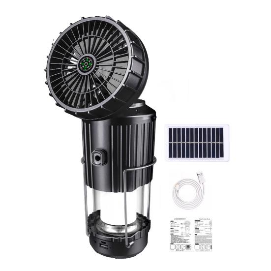 5-in-1 Portable LED Camping Lantern with Fan Bluetooth-compatible Speaker Solar