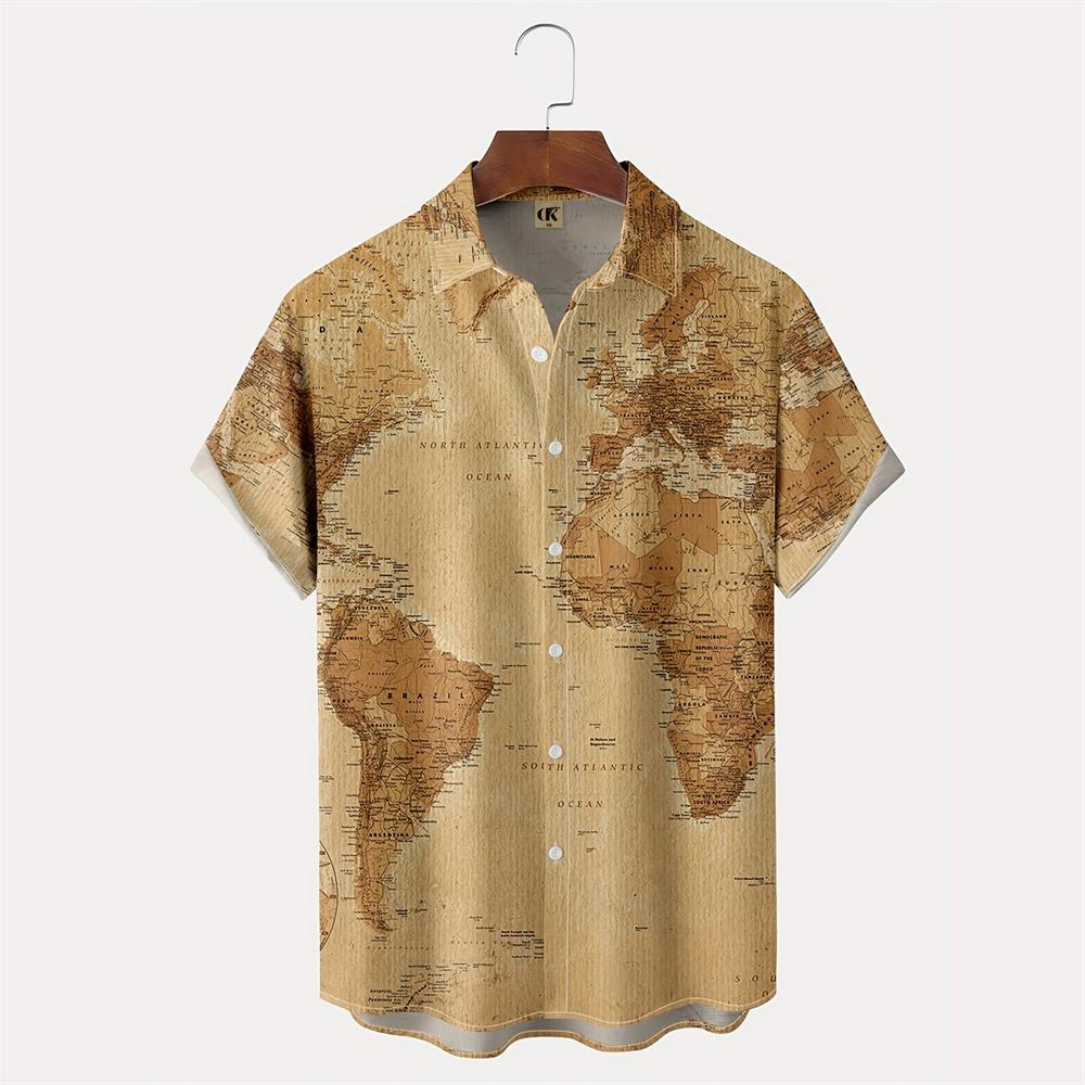 Мужская гавайская рубашка 2026 с принтом игральных карт, повседневная, модная, с отложным воротником, пляжная, винтажная
