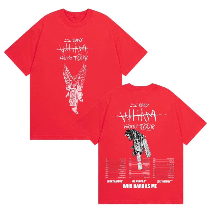 Рэпер Lil Baby Wham World Tour 2025 Принтованные футболки Мужская готическая хип-хоп панк одежда Футболка Мужская Ретро Оверсайз Хлопковая футболка