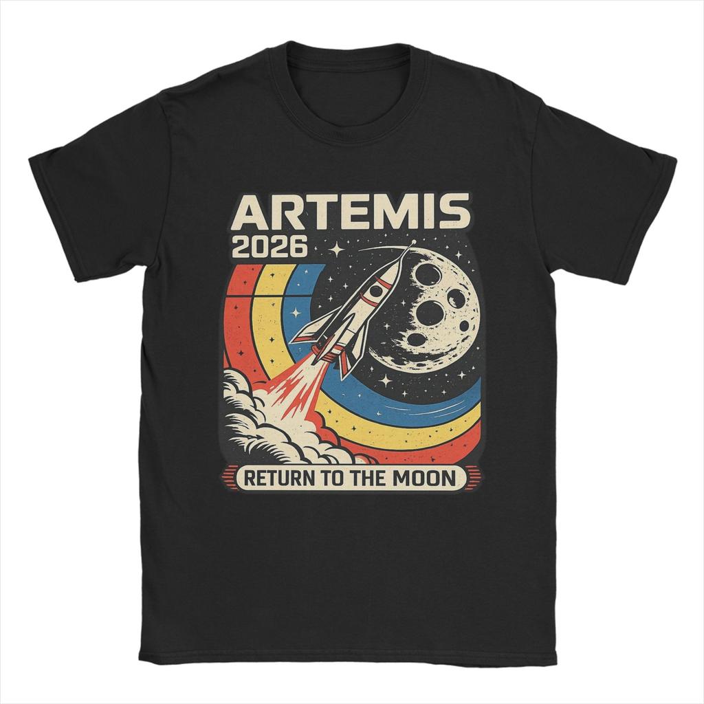 Печатная футболка Artemis II Миссия на Луну 2026 Artemis 2 для унисекс, хлопковые футболки, одежда с коротким рукавом