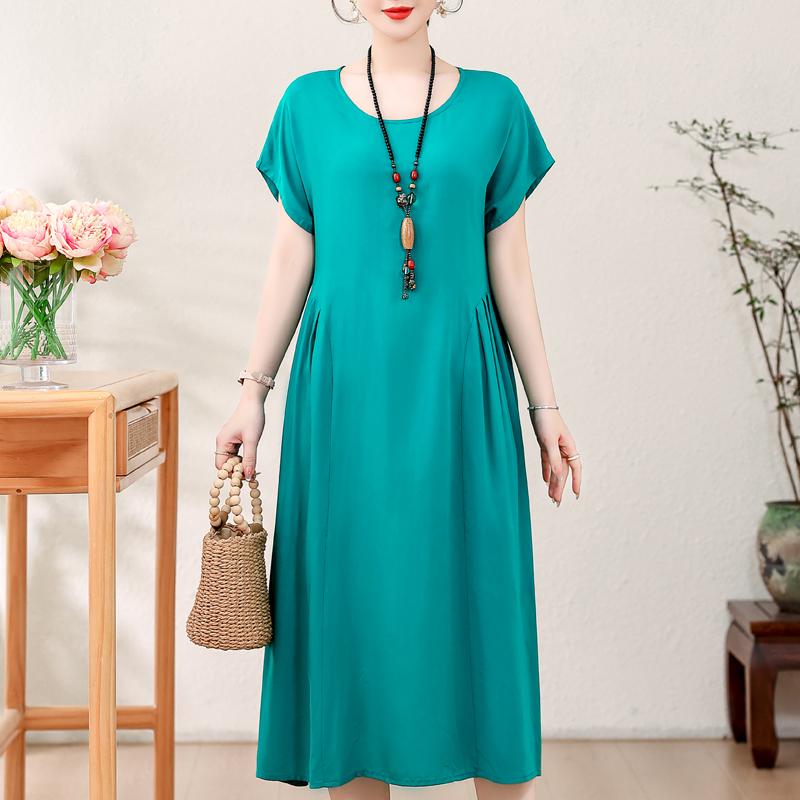 Элегантное женское летнее платье больших размеров, винтажная одежда, однотонные, с коротким рукавом, свободные длинные платья