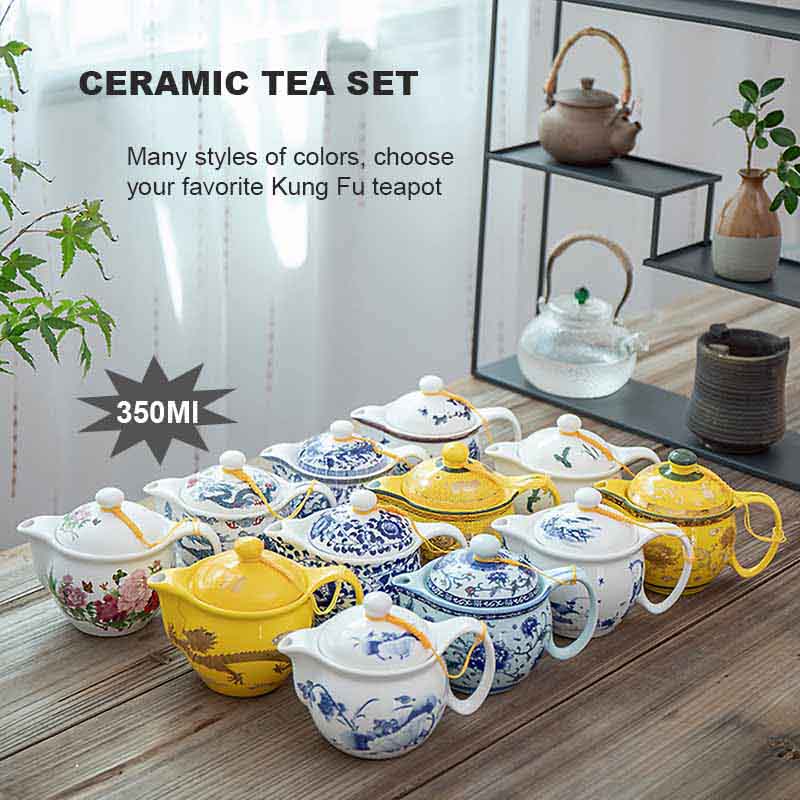 BORREY 350 мл керамический чайник для заварки фарфоровый чайник Цзиндэчжэнь с фильтром из нержавеющей стали чайник пуэр синий и белый чайный сервиз