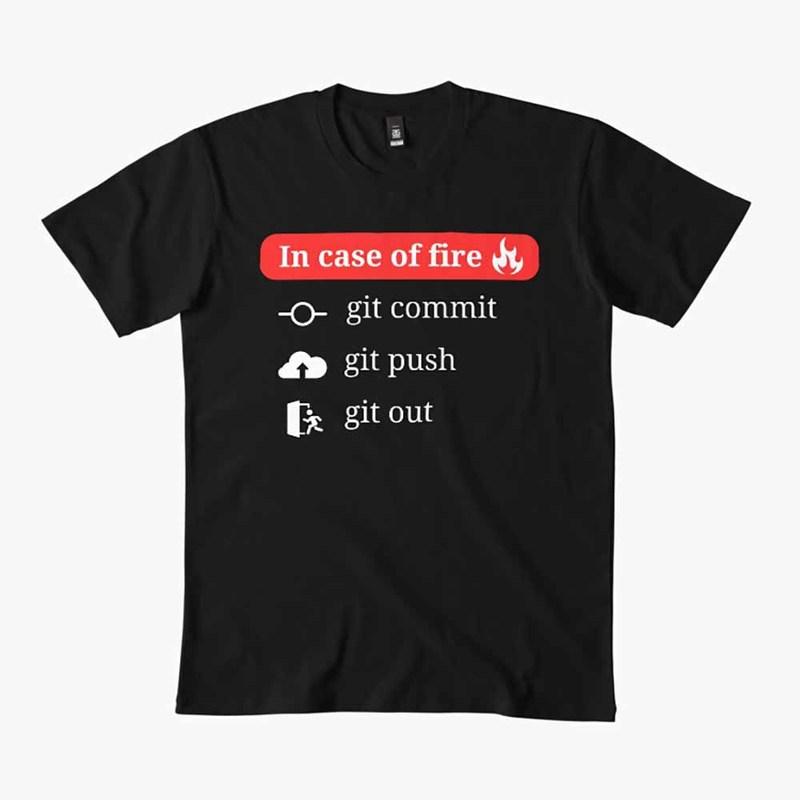 Men's Cotton T-shirt Summer Casual Graphic Tee Short Sleeve Git - In case of fire Funny Operating System Graphic T‑Shirt Casual Short Unisex,gift,Top