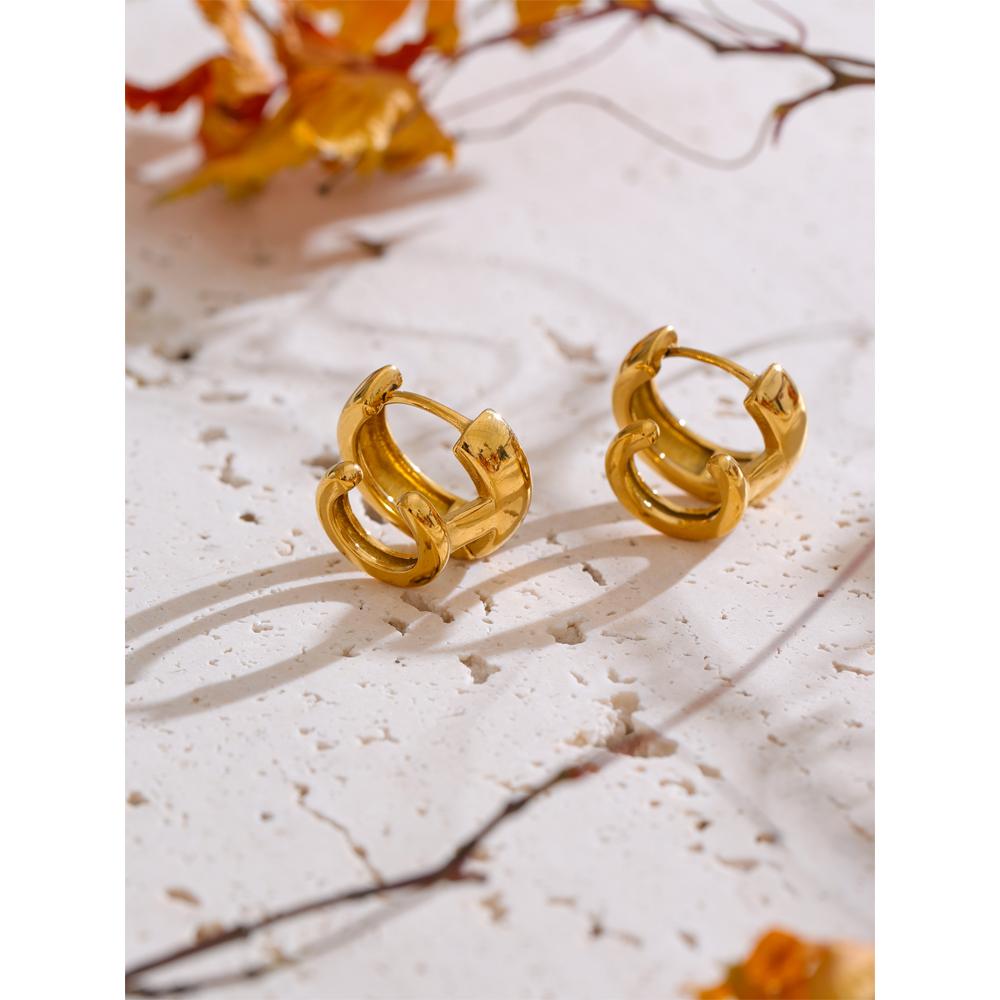 Eetit Ежедневные золотые двухслойные круглые серьги-кольца из нержавеющей стали с покрытием PVD, модные, универсальные, привлекательные, подарочные ювелирные изделия