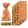 50pcs Jungle Animal Treat Candy Bag Wild Giraffe Cheetah Tiger Print Plastic Biscuit Packing Bag Safari Birthday Party Gift Bag