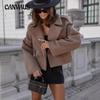 Winter Women's Plus Size Fashion British Suit Collar Solid Colour Tweed Jacket