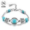 Женский дикий натуральный бирюзовый регулируемый синий браслет ювелирный подарок