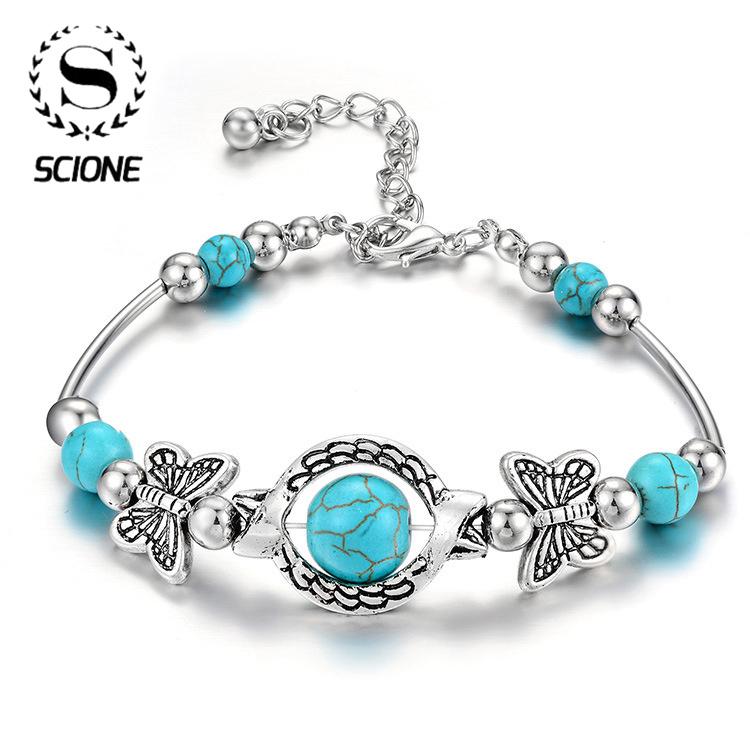 Женский дикий натуральный бирюзовый регулируемый синий браслет ювелирный подарок