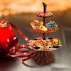 3 Tier Halloween Wood Cake Stand Anti-deformation Witch Broom Table Table Snack Tray  Cake Stand