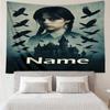 Custom Name Wednesday Print Tapestry, Backdrop, Easy Setup, Ideal for Bedroom, Office & Living Room, with Aesthetic Wall Hanging Decor.