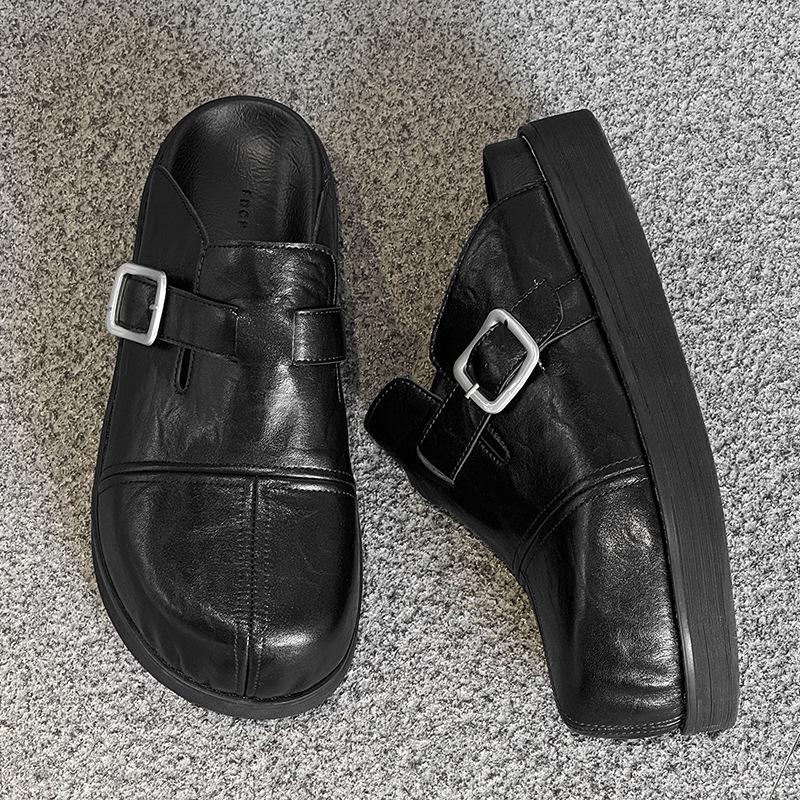 Большие черные туфли Boken премиум-класса на высокой платформе, верхняя одежда, одна педаль, ретро-модные тапочки 80521-J