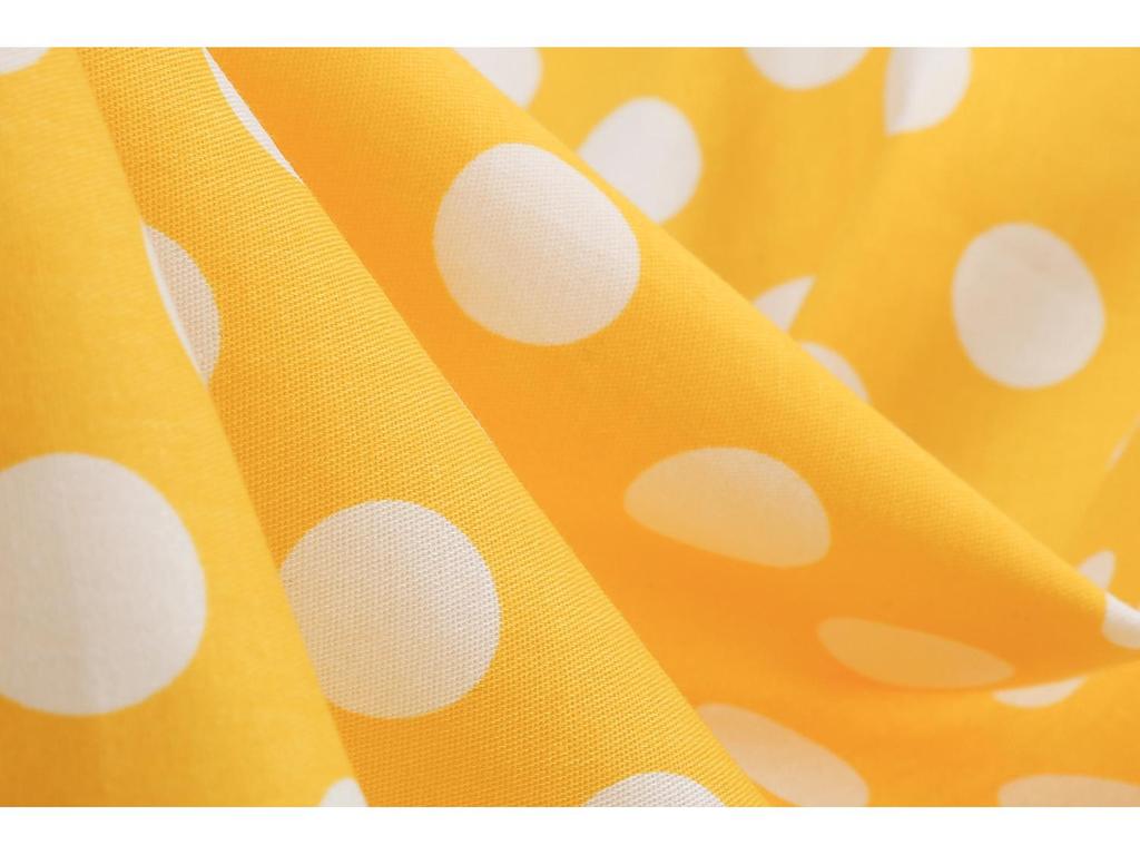 Polka Dot High-Waisted Midi Swing Dress with Short Sleeves