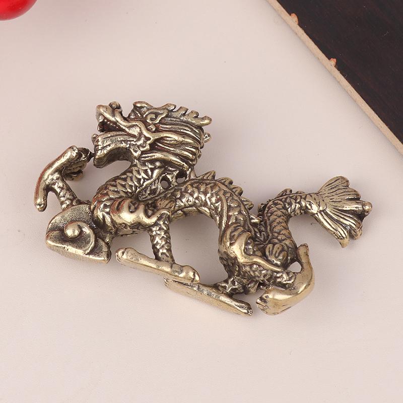 1 шт., статуэтка зодиака Дракона, богатство, латунный декор, процветание, китайский стиль, дракон, удача, животное, фэншуй, винтажный орнамент