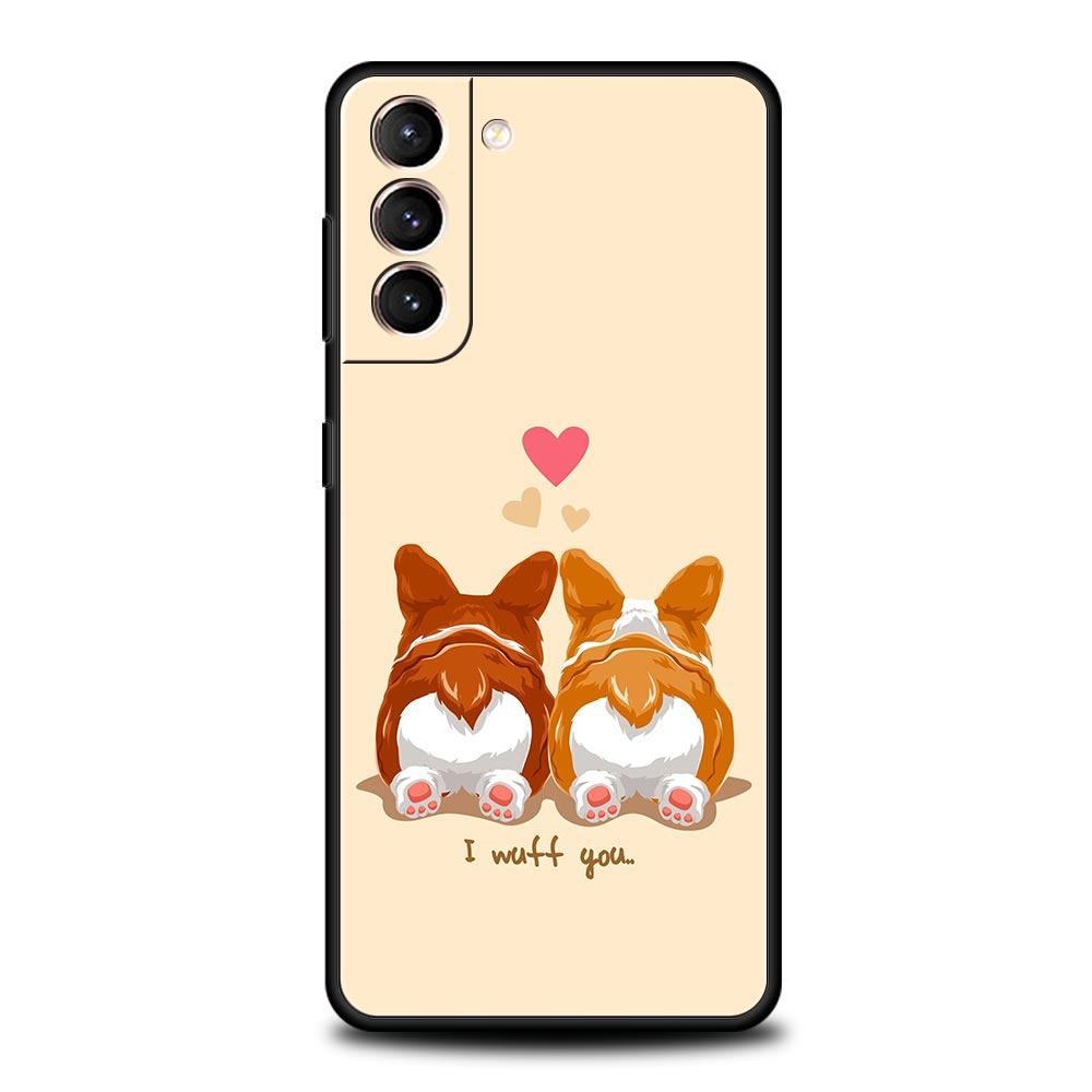 Милый Чехол для Телефона с Собакой Корги для Samsung Galaxy S26 S25 S24 S23 S22 S20 S21 FE Ultra S25 Edge Plus 5G Мягкий ТПУ Чехол Fundas Capas