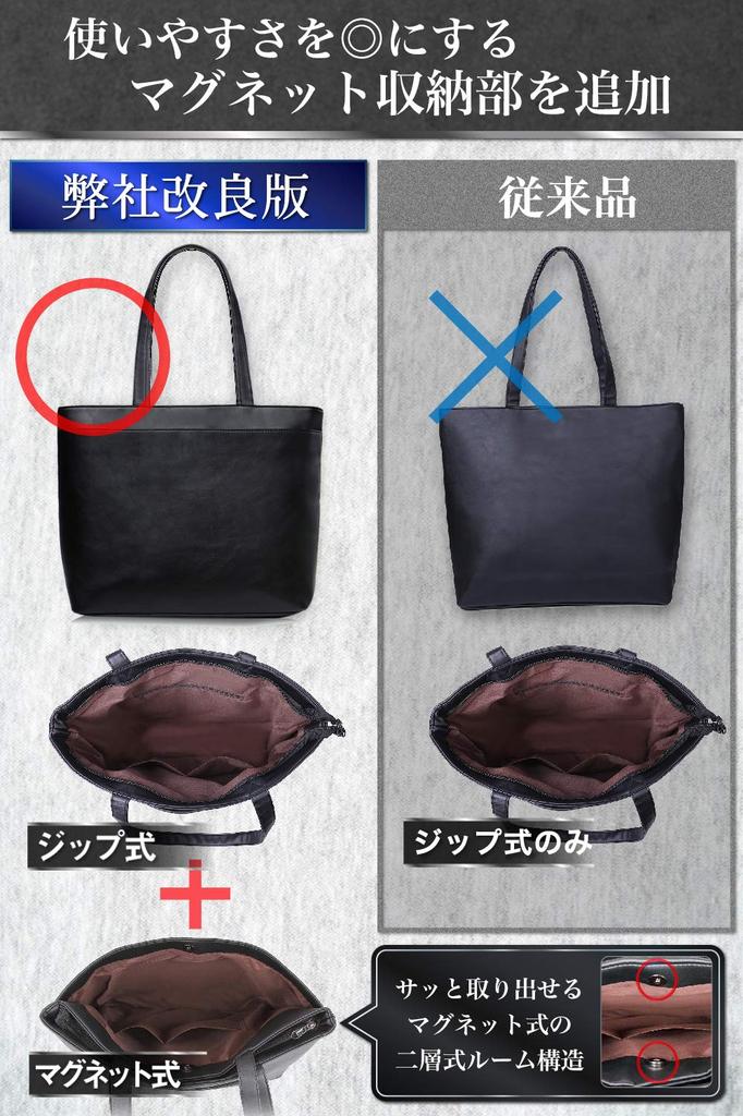 Tote Bag for Large Capacity Sophisticated and Elegant Texture [RATOM] Men, Bag, (black)