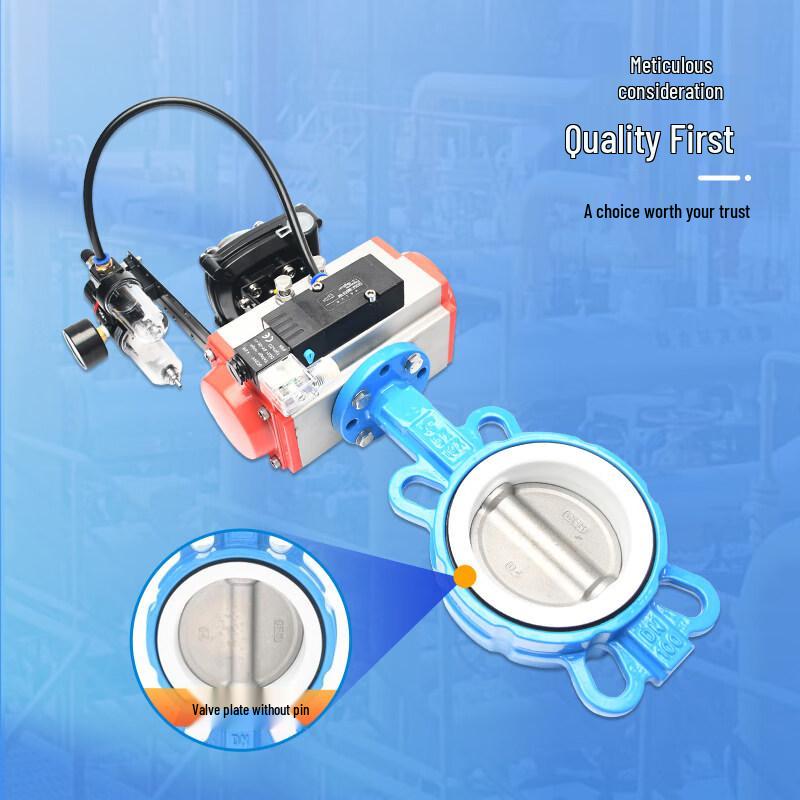 Oumide DN80 Pneumatic PTFE Butterfly Valve with AT75 Cylinder