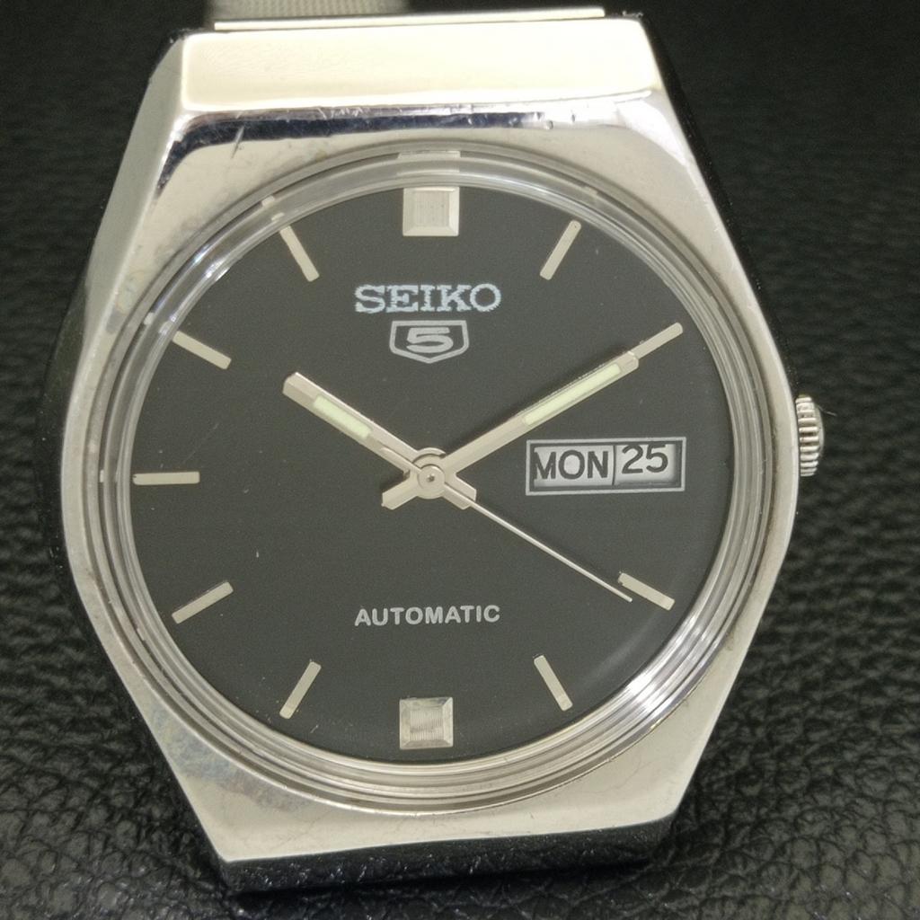 AUTOMATIC 6309A VINTAGE SEIKO 5 JAPAN MENS BLACK COLOR DIAL WATCH A701503-5 R206b-a701503
