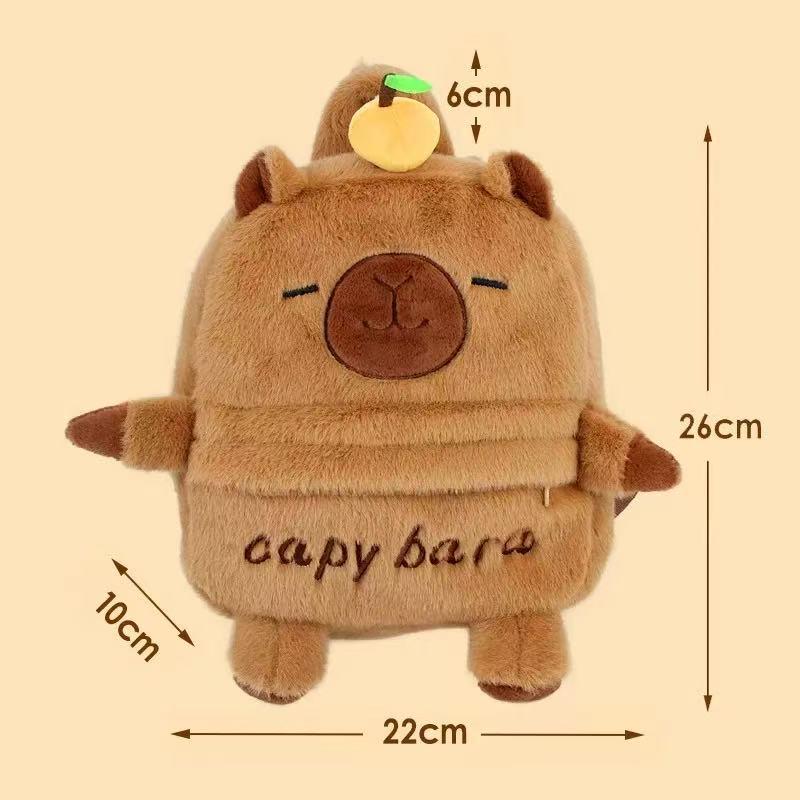 Плюшевый рюкзак Капибара: Милый мультяшный дизайн, большая вместимость, стиль кроссбоди в оранжевом цвете