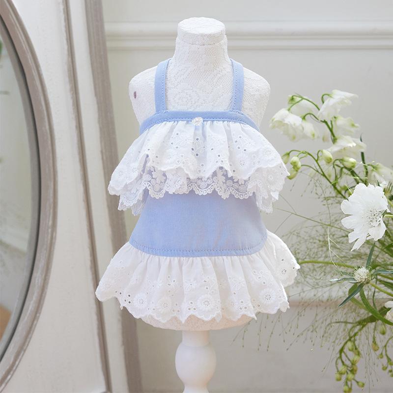 Pet Dog Dog Cat Clothing Teddy Bigbear Fighting Corgi Schnauzer Small and Medium Dogs Spring Summer Lace Dress