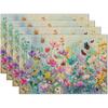 Wildflower Butterfly Watercolor Printed Placemats Heat Resistant Spring Patio Dining Gathering Everyday Family Meals Home Decor