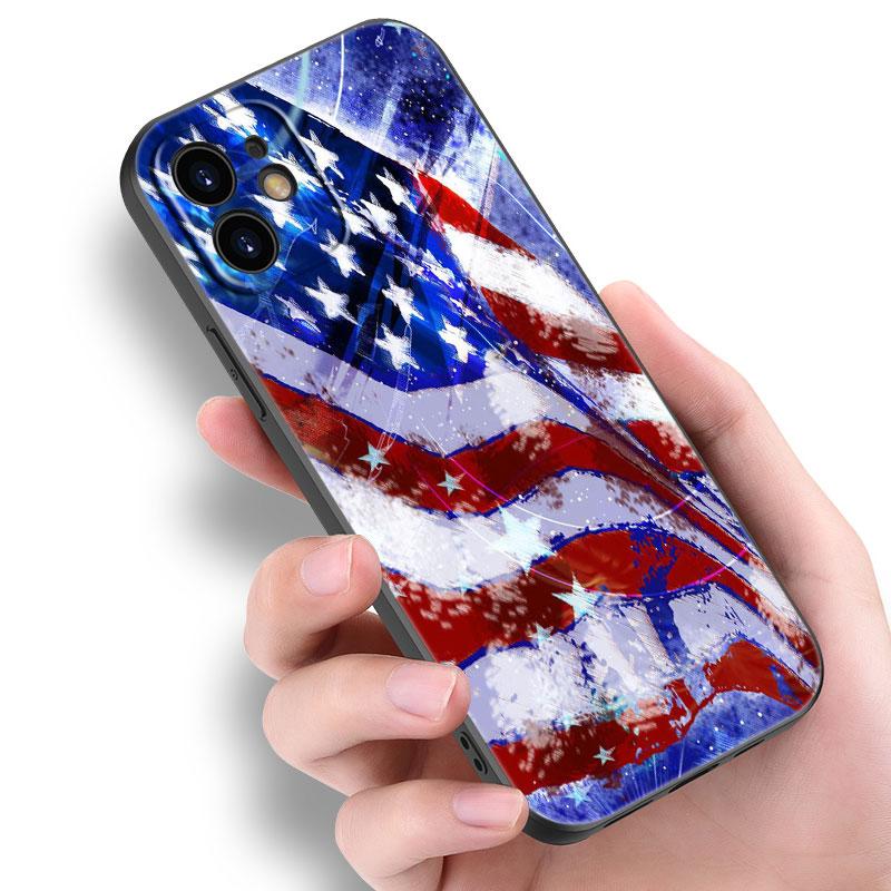 Чехол для телефона с американским флагом США и орлом для Apple iPhone 14 13 12 Mini 11 Pro Max 7 8 XR X XS 7 8 Plus SE 2020 2022, черный чехол