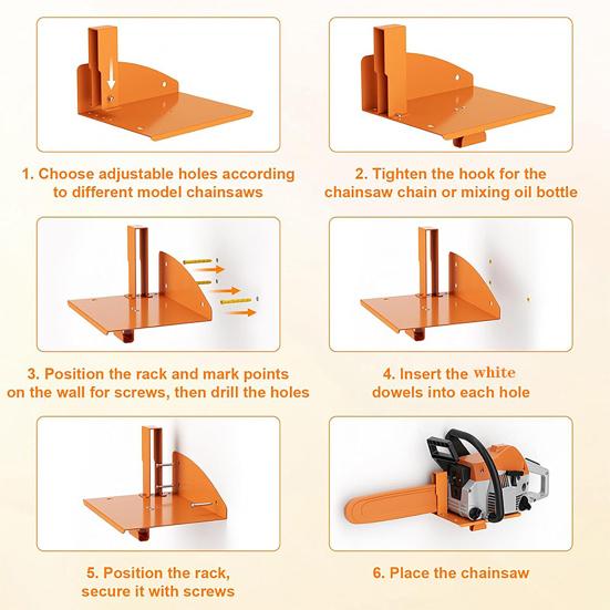 Настенный держатель для бензопилы Прочная конструкция Прочная несущая способность Простая установка Подставка для бензопилы Держатель для гаражного хранения