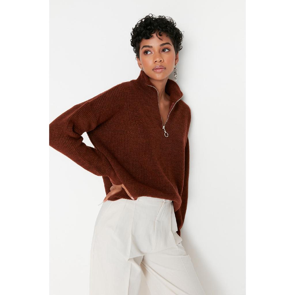 Мягкий текстурированный трикотаж антрацитового цвета на молнии Twoaw20xs0009