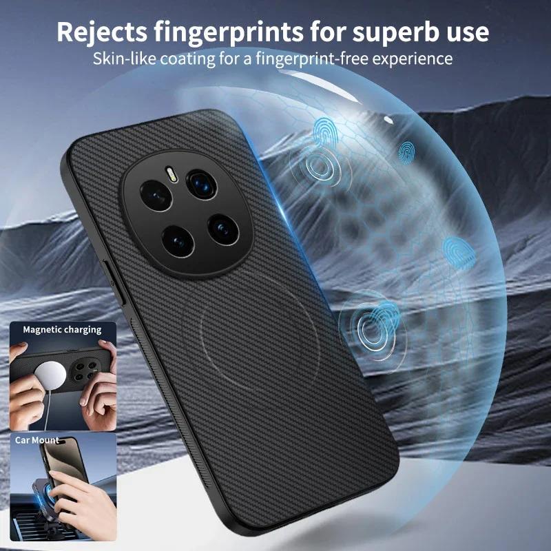 Magnetic Silicone Case For Honor Magic 7 Pro 7 Lite Wireless Charging Carbon Fiber PU Leather Anti-Drop Soft Cover Phone Cases