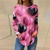 Футболки для женщин Повседневные рубашки с круглым вырезом и длинным рукавом с принтом ко Дню святого Валентина Топ-пуловер