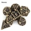 7 Pcs Golden Black Dragon Metal Dice Hollow Metal Polyhedral Dice Set Suitable for Role-Playing RPG  Board Game Card Game