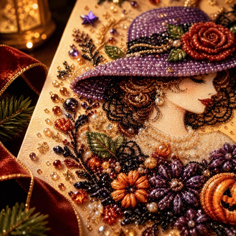 Rhinestone Craft Imitation Pearl Art Kit Canvas Decoration DIY Craft Set Halloween Craft