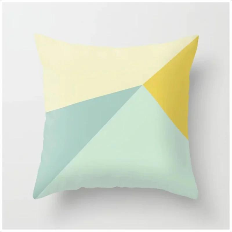 Желтый чехол для подушки с геометрическим принтом, короткая плюшевая наволочка 45*45 см, домашний стул, диван, декоративные квадратные наволочки