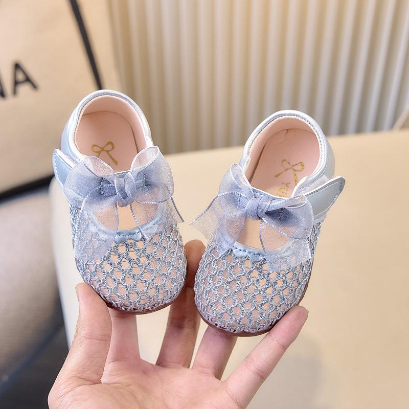 Spring and summer cute baby girl shoes, little princess soft-soled toddler shoes, Korean style bow-knot girls' shoes, mesh breathable