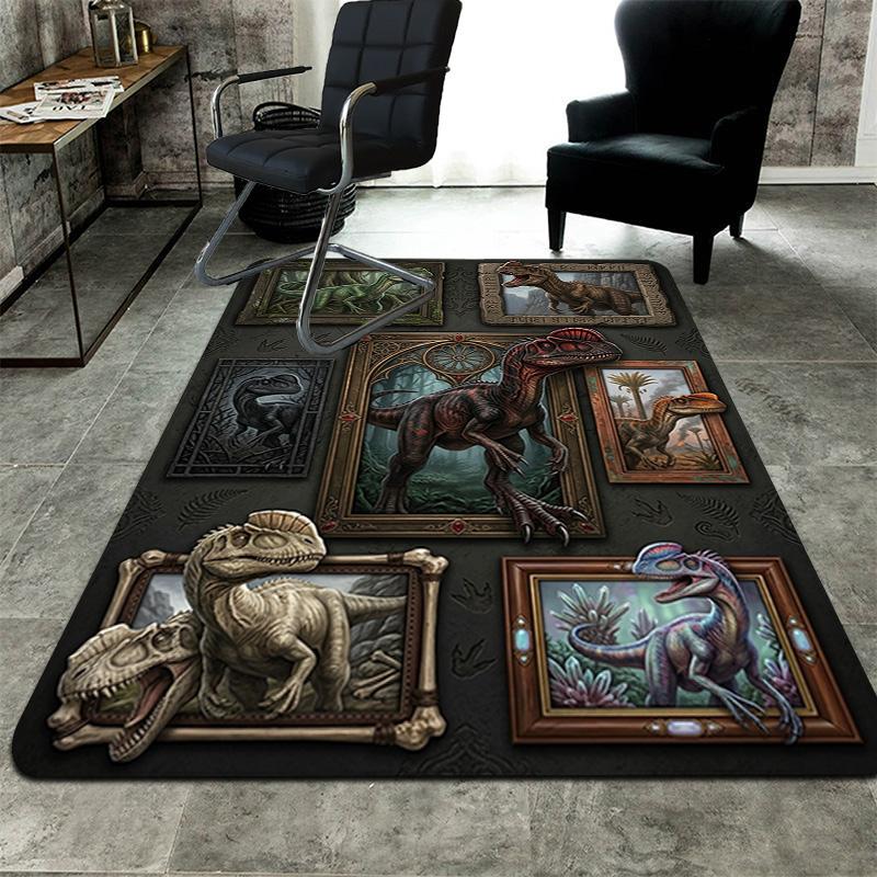 Dinosaur Gallery Pattern Rug Floor Mat for Living Room or Bedroom Soft and Comfortable Carpet a Gift for Birthday and Holiday.