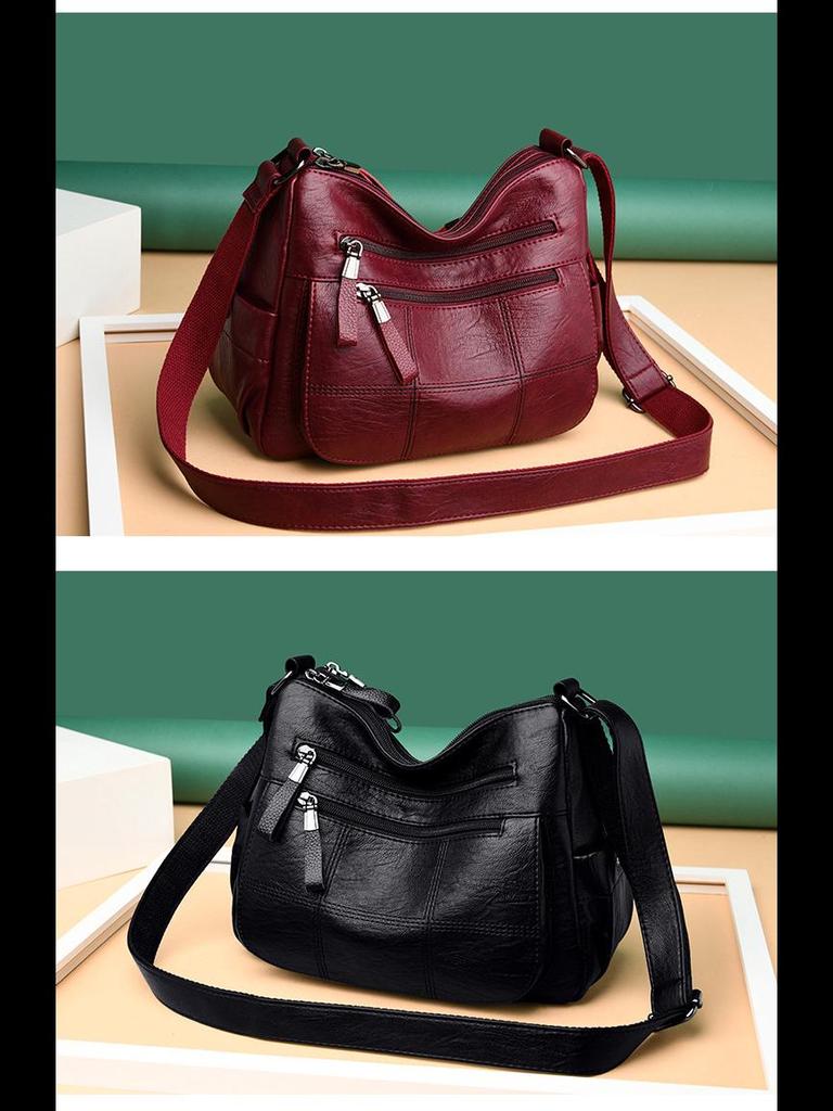 2023 Women's Solid Color Casual Shoulder Messenger Bag - Simple, Versatile, Large-Capacity Tote for Middle-Aged Ladies