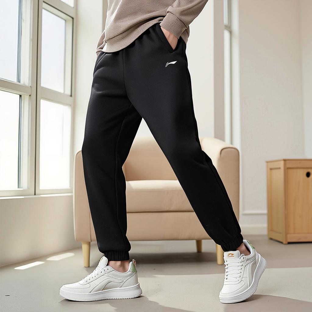 Мужские вязаные спортивные штаны Li Ning Черные AKLVC97-1