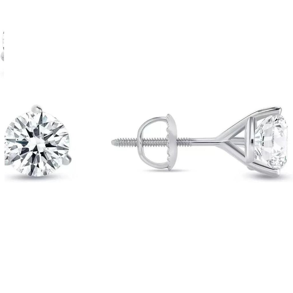 Jewels Prim 2 Ct Round Cut Diamond Stud Earrings Solid Real14K White Gold Push Back Martini Screw Back Women's Lab Created Jewellry