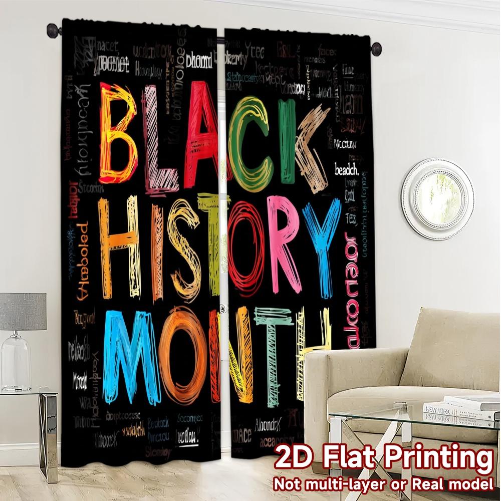 2pcs, 2D FLAT PRINTING Curtains (Without Rod) BlackHistoryArt Print Popular Curtains Durable Polyester Curtains Festive Perfect