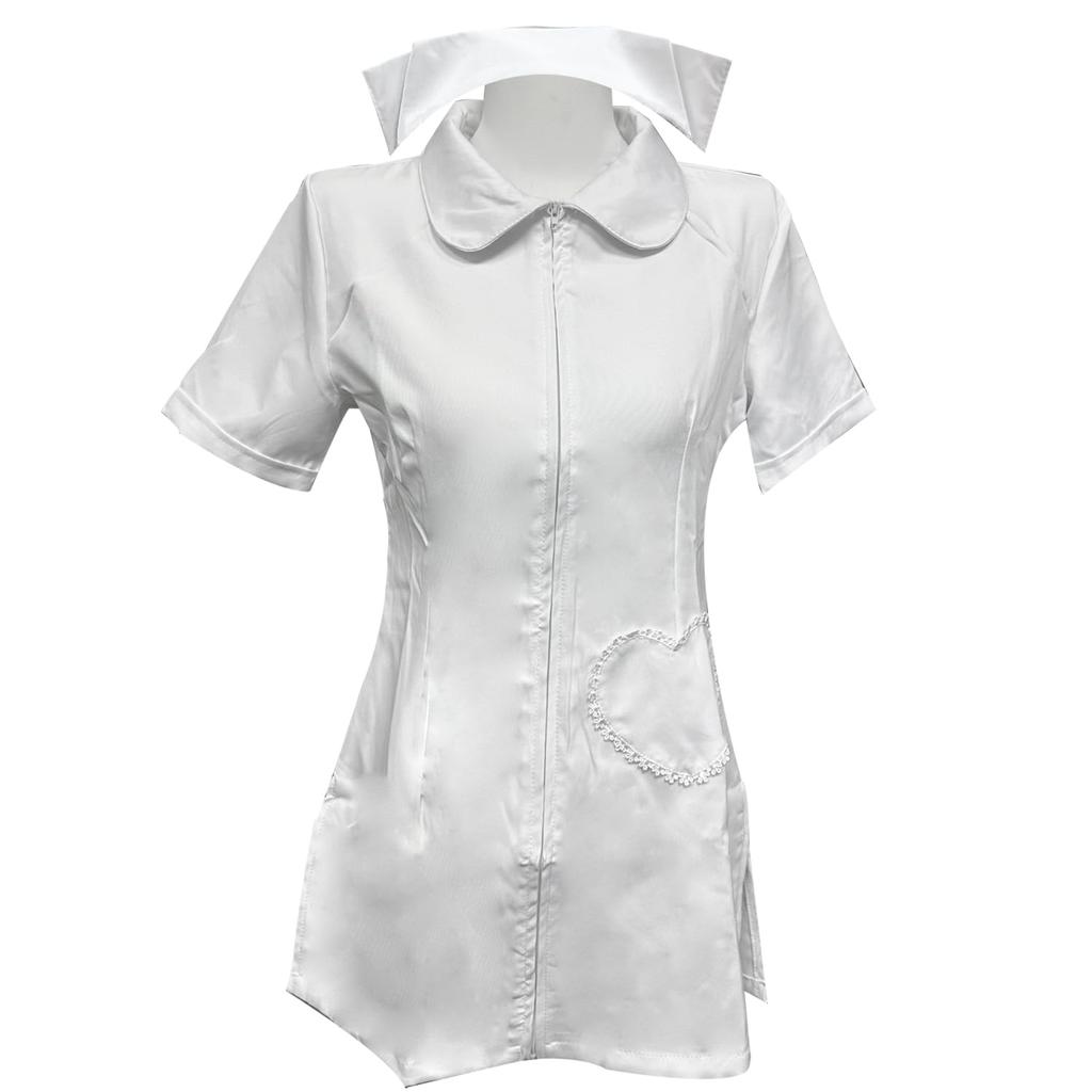 Socpuro Halloween Cosplay Nurse Cute Nurse Hat and Dress Erotic Round Collar Dress with Sexy Popular for Halloween and Christmas Costume, Set, Style,