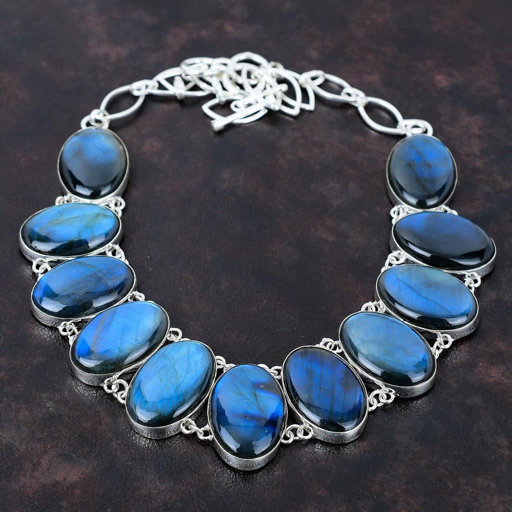 Ожерелье из лабрадорита, ожерелье из стерлингового серебра 925 пробы, регулируемая цепочка, ожерелье, ювелирные изделия из лабрадорита, настоящий драгоценный камень, ювелирные изделия ручной работы, подарок для нее