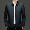 Middle-aged Business Executive Jacket Men's Spring and Autumn Middle-aged Dad Wear High-end Solid Color Zipper Lapel Casual Jacket