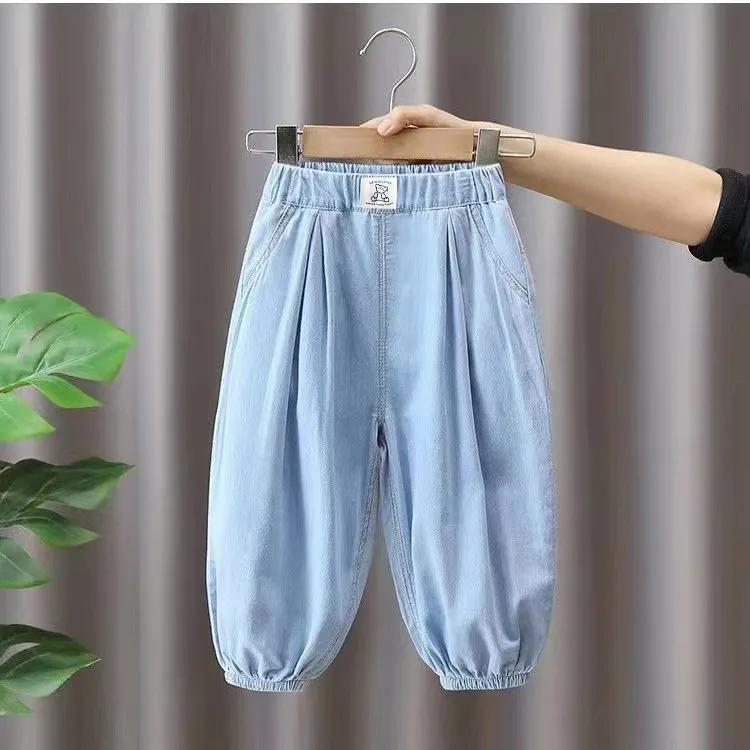 Джинсы для мальчиков Универсальные повседневные брюки Детские брюки Брюки Весенние и осенние повседневные брюки Свободные джинсы с принтом