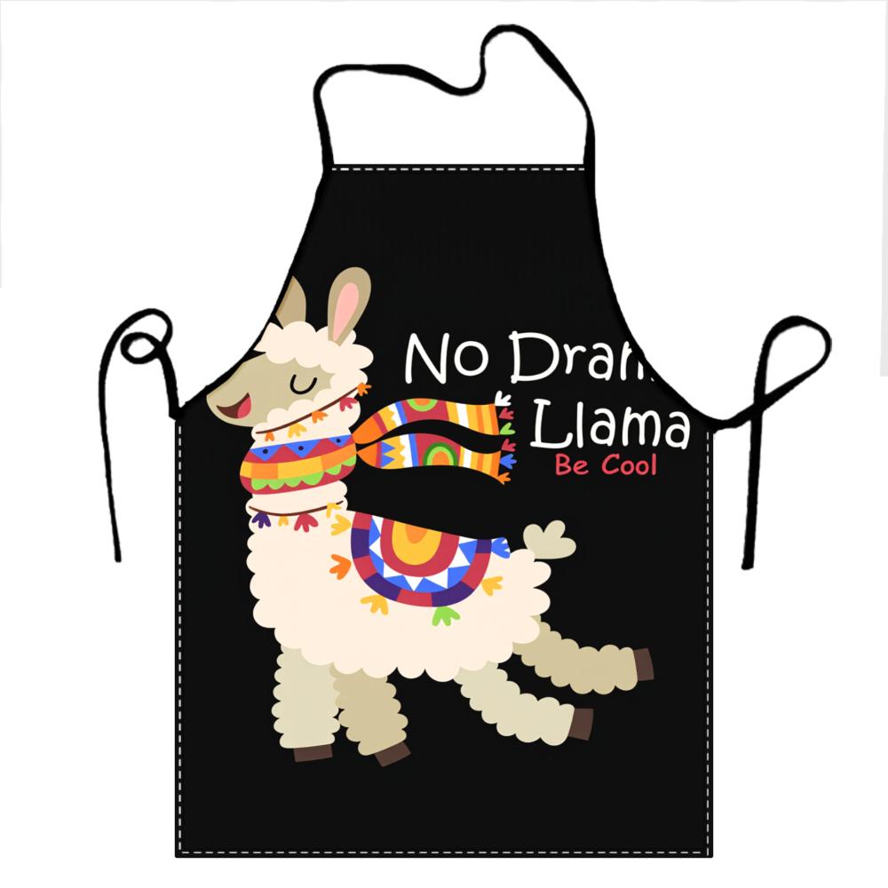No Drama Llama Be Cool Apron With Colorful Alpaca Design For Cooking And Baking Fun