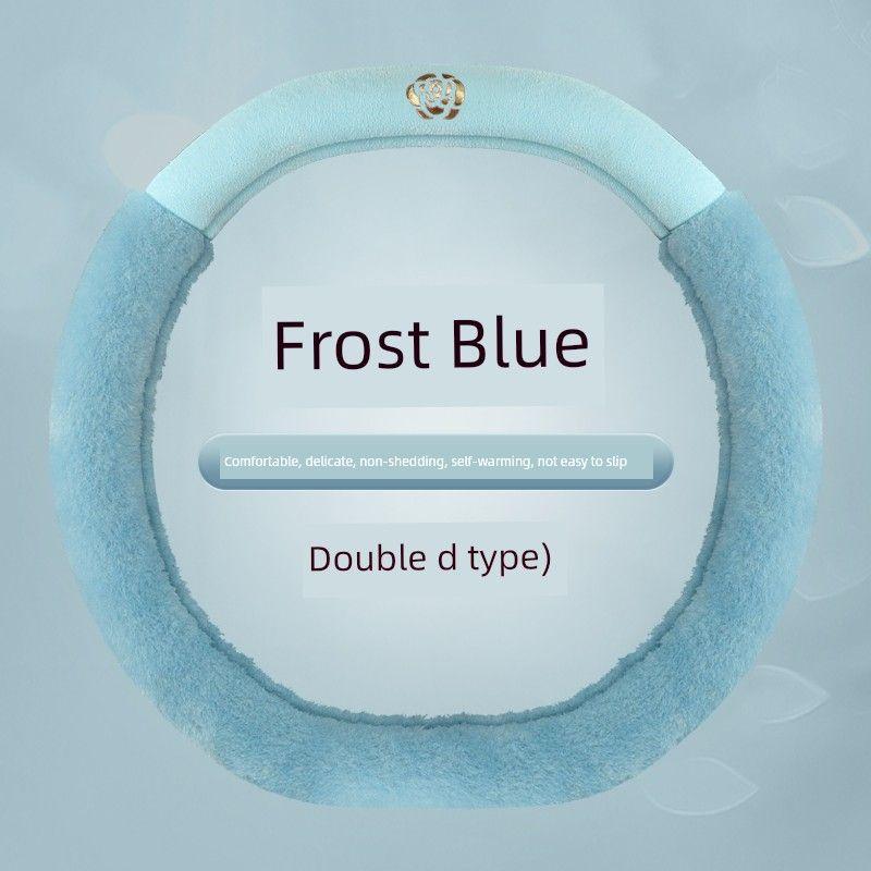 Car Steering Wheel Cover Winter Plush Warm New Style Women's High-End Creative Sweat-Absorbent Anti-Slip Round Steering Wheel Cover