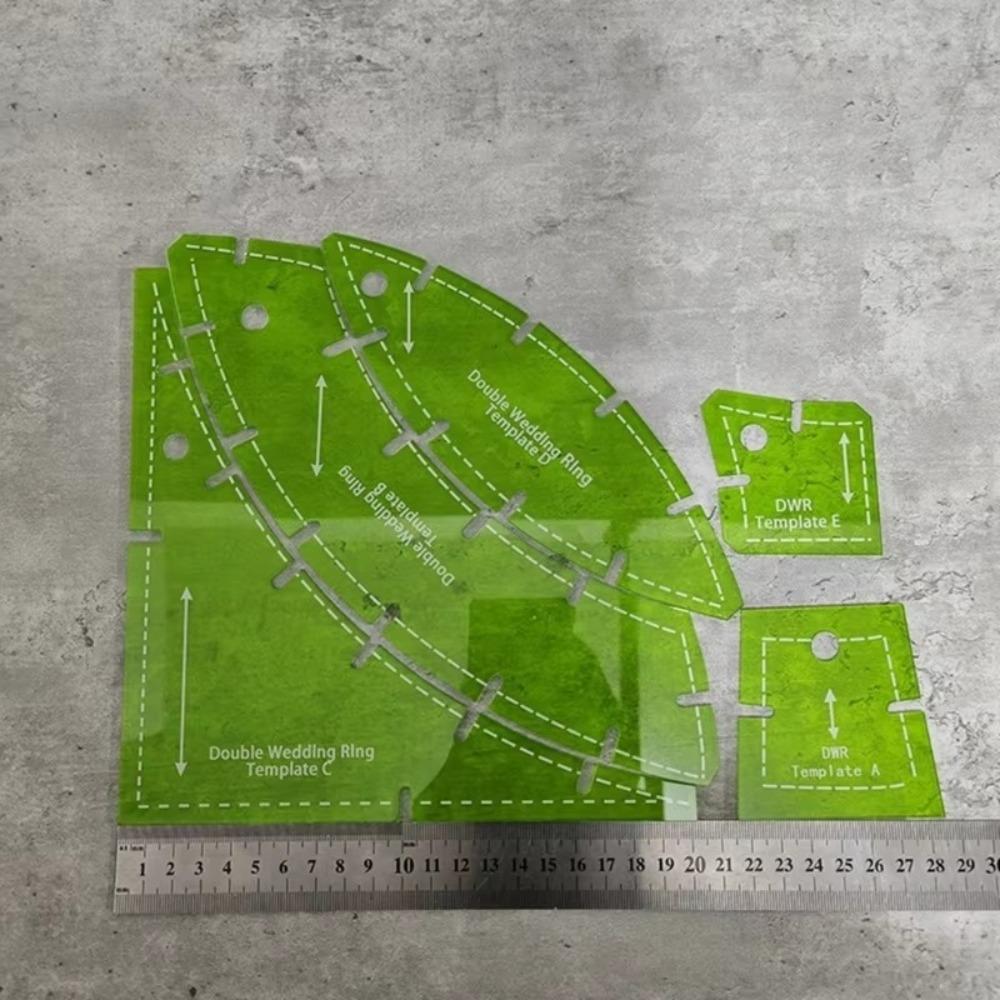 5pcs/Set Double Wedding Rings Slit N Sew Templates Quilting Pathcwork Ruler  Sewing Accessories