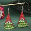 Christmas Fashion Earrings Wood Printed Stud Earrings Santa Ear Hooks Christmas Tree Earrings
