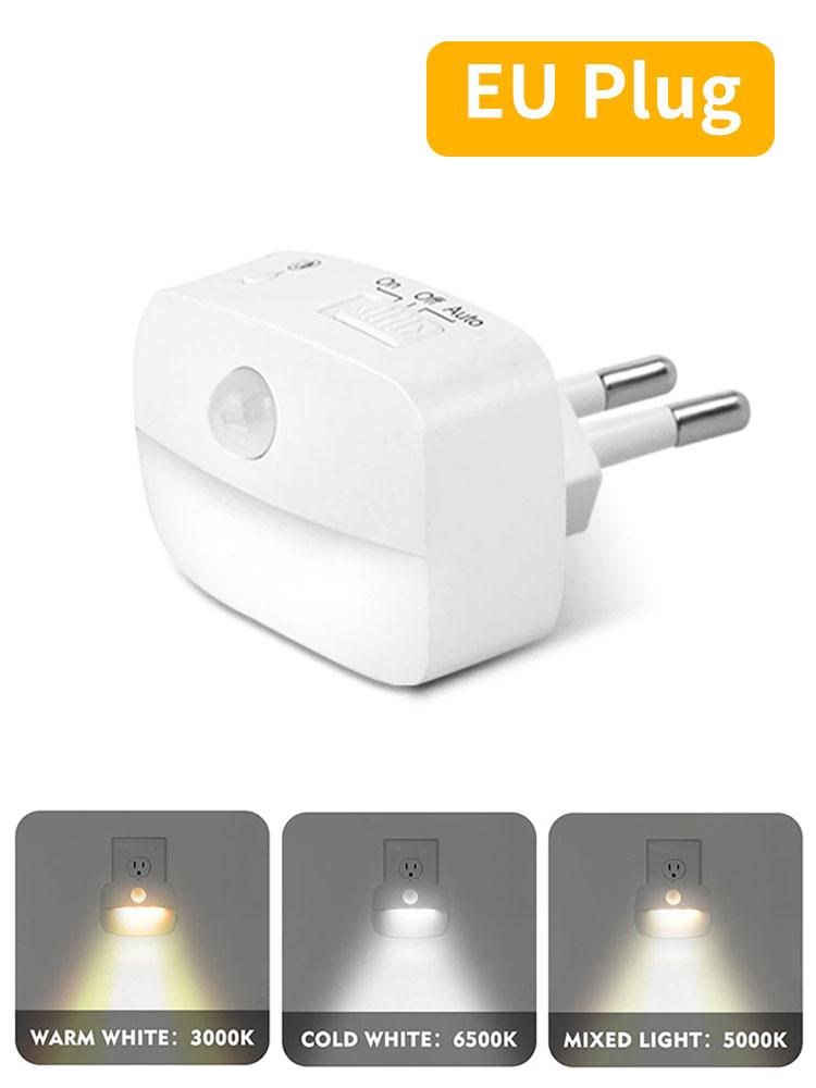 EU US Plug LED Night Light PIR Motion Sensor Lamp Nightlights For Bedroom Hallway Stairs WC Bedside Night Lamp 3 Colors
