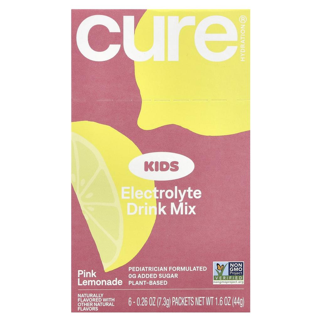 Cure Hydration, для детей, смесь для приготовления электролитного напитка, розовый лимонад, 6 упаковок, 0,26 унции (7,3 г) каждый