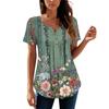 Women Tunic Tops Dressy Casual Summer Short Sleeve Shirts Loose Fit Pleated Boho Top