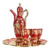 Turkish Coffee Pot Cup Set Vintage Exquisite Elegant Metal Tea Pot Set with 6 Cups for Tea Table